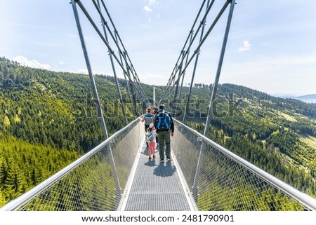 Similar – Image, Stock Photo Bridge + visitors at the castle in the pond