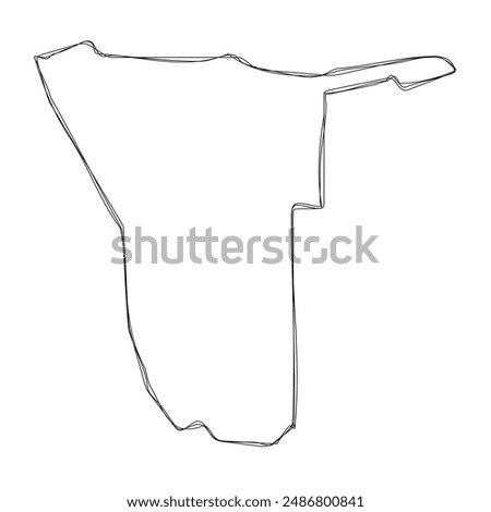 Namibia country simplified map.Thin triple pencil sketch outline isolated on white background. Simple vector icon