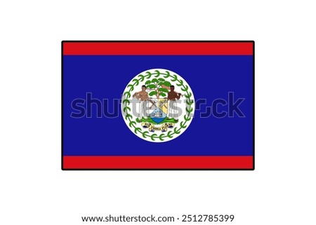 The flag of Belize showcases its unique design featuring a blue background with red borders, a central coat of arms, and vibrant symbols of national pride.