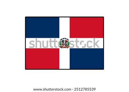 The flag of the Dominican Republic features a central white cross, blue and red fields, and the national coat of arms in the center. It symbolizes the country's heritage and pride.