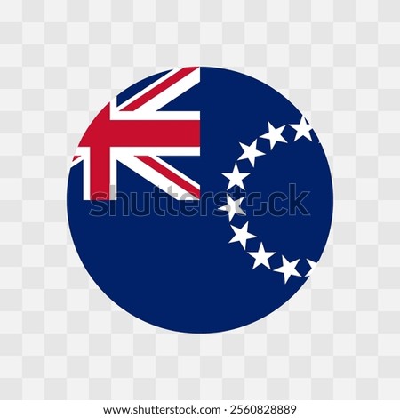 Cook Islands flag - circle vector flag isolated on checkerboard transparent background