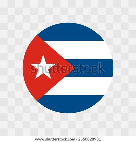 Cuba flag - circle vector flag isolated on checkerboard transparent background