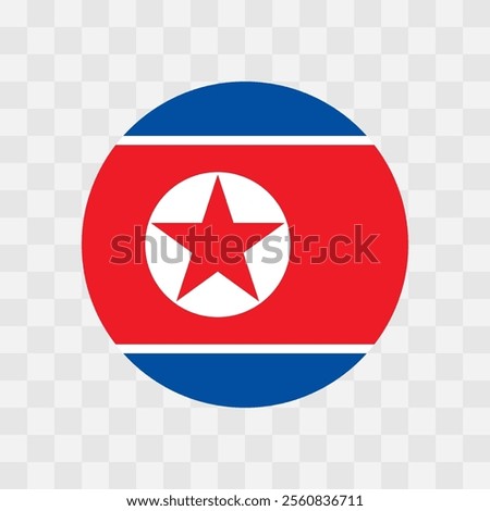 North Korea flag - circle vector flag isolated on checkerboard transparent background