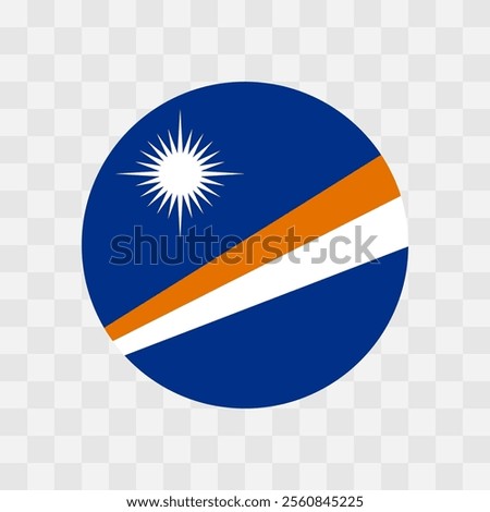 Marshall Islands flag - circle vector flag isolated on checkerboard transparent background