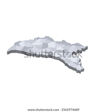 Moldova political map of administrative divisions - districts, municipalities and two autonomous territorial units - Gaugazia and Left Bank of the Dniester. 3D isometric blank vector map in shades of