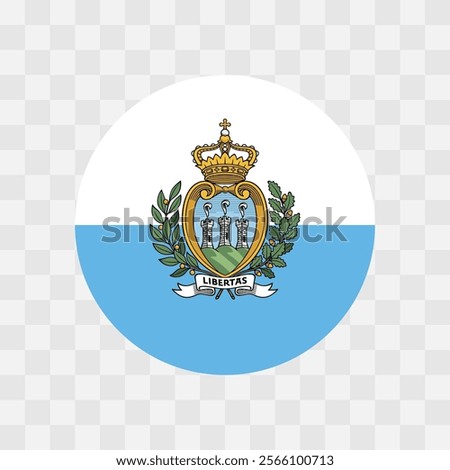 San Marino flag - circle vector flag isolated on checkerboard transparent background