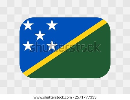 Solomon Islands flag - rounded rectangle colorful flag representing a country cultural identity and heritage. The essence of national pride and unity. Vector flag on transparent background.