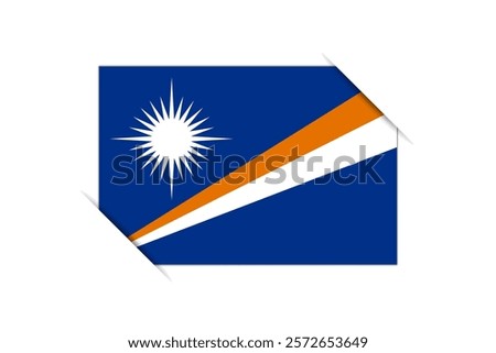 Marshall Islands flag - rectangle colorful flag representing a country cultural identity and heritage. The essence of national pride and unity. Attached by the corners in a paper album