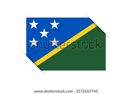 Solomon Islands flag - rectangle colorful flag representing a country cultural identity and heritage. The essence of national pride and unity. Attached by the corners in a paper album