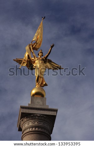 Gold Winged Victory Statue atop World War I Memorial, Washington DC