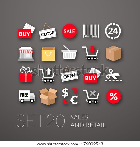 Flat icons set 20 - sales and retail collection