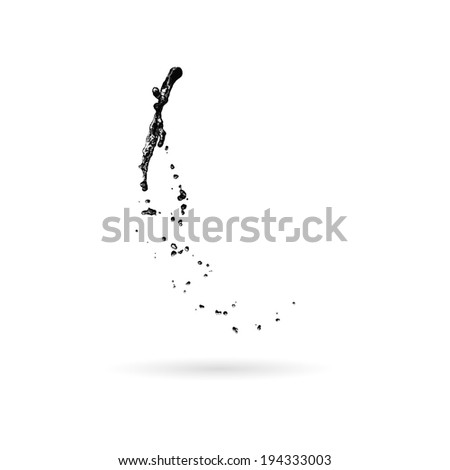 Black ink paint or oil splash isolated on white,  background illustration
