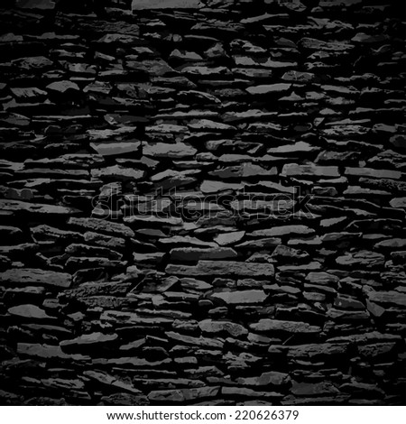 Stone wall, black relief texture with shadow, background illustration