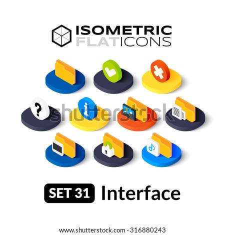 Isometric flat icons, 3D pictograms vector set 31 - Interface symbol collection