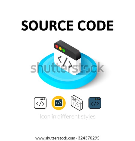 Source code icon, vector symbol in flat, outline and isometric style