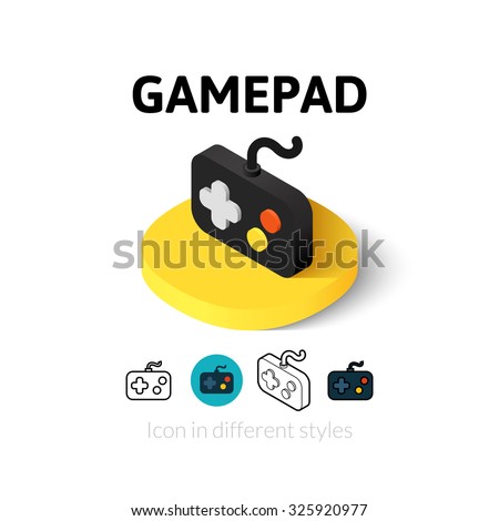 Gamepad icon, vector symbol in flat, outline and isometric style