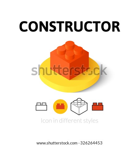 Constructor icon, vector symbol in flat, outline and isometric style