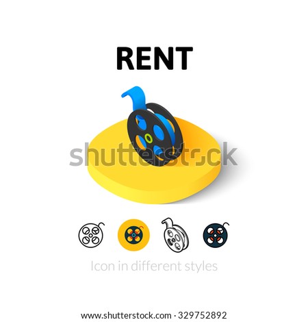 Rent icon, vector symbol in flat, outline and isometric style