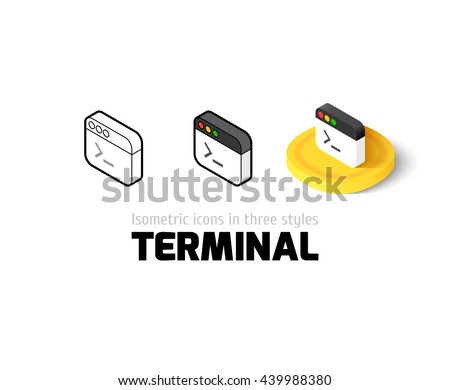 Terminal icon, vector symbol in flat, outline and isometric style