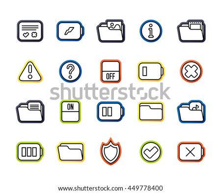 Outline icons thin flat design, modern line stroke style, web and mobile design element, objects and vector illustration icons set 10 - interface collection