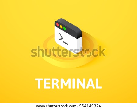 Terminal icon, vector symbol in flat isometric style isolated on color background