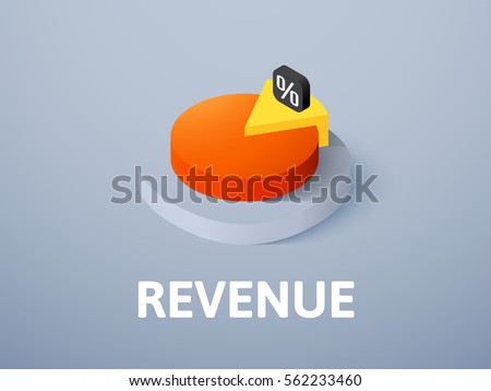 Revenue icon, vector symbol in flat isometric style isolated on color background
