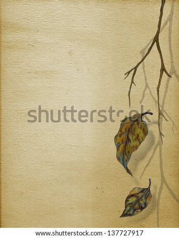 Fall leaf painting on canvas for layout or background.