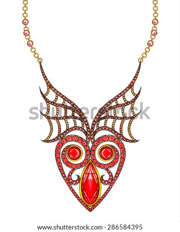 Jewelry Design Wings Heart Pendant. Hand pencil drawing and painting on paper.