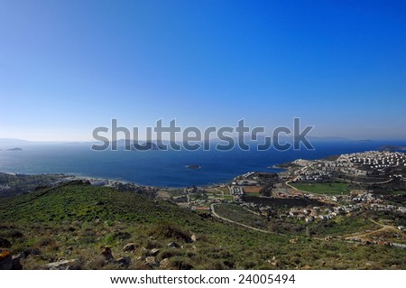 aegean island general view from top