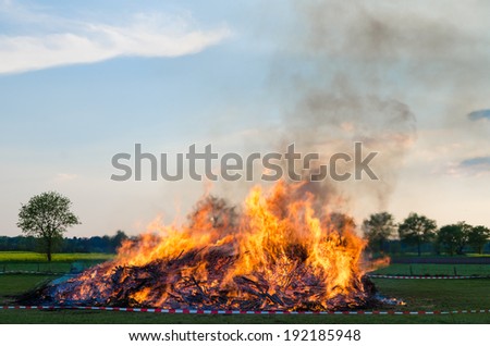 Easter Fire on Easter Sunday, photographed in Westen, Lower Saxony, Germany