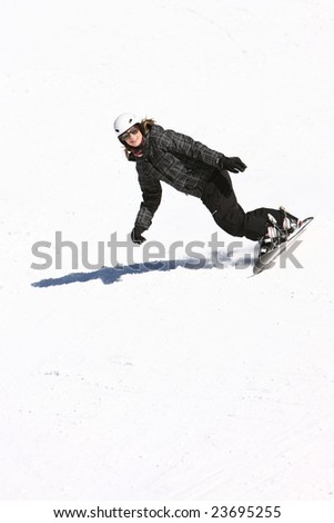 A snowboarding girl in black