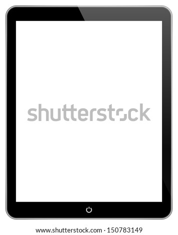 Black Business Tablet Similar To iPad Air With Power Button Isolated On White