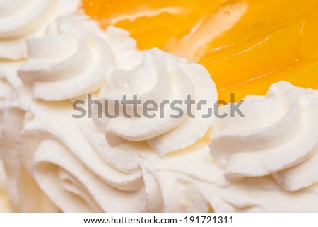 Peaches Whip Cream Cake Close Up