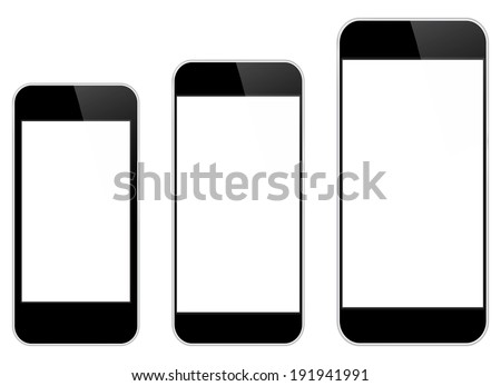 Black Mobile Phones Comparison Between Similar iPhone 5 And iPhone 6 Isolated On White