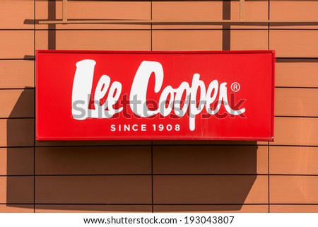 BUCHAREST, ROMANIA - MAY 11: Lee Cooper Store Sign on May 11, 2014 in Bucharest, Romania. Lee Cooper is a British clothing company that licenses the sale of many branded items, including denim jeans.