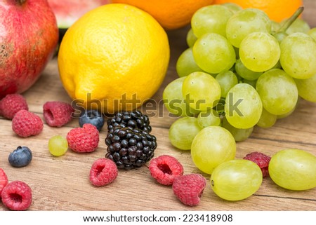 Healthy Summer Fruits On Wooden Background