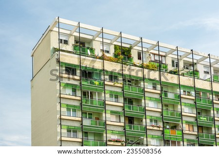 DEBRECEN, HUNGARY - AUGUST 23, 2014: Apartment Buildings On Market Street Or Piac Utca, One Of The Most Important Streets In Debrecen.