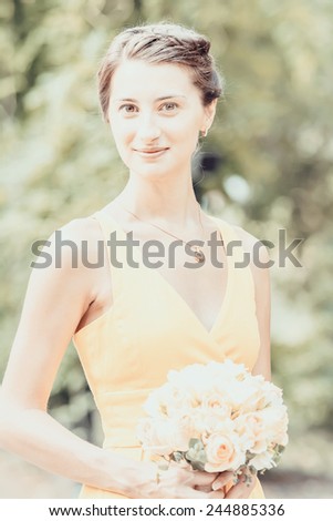 Retro Photo Of Young Maid Of Honor Portrait At Wedding