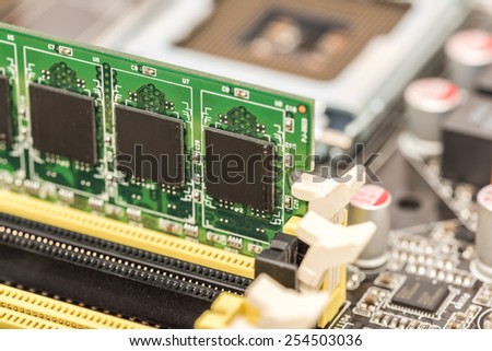 RAM Memory Module Installed On Computer Motherboard