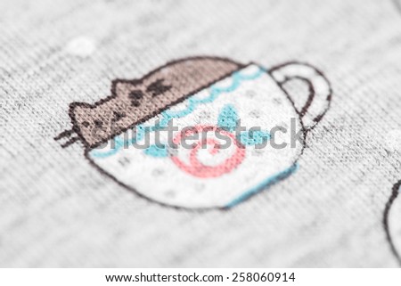 BUCHAREST, ROMANIA - MARCH 02, 2015: Pusheen The Cat Shorts Closeup Texture. Pusheen is an animated webcomic series created in 2010 that depicts the life and dreams of the titular gray tabby cat.