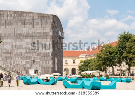 VIENNA, AUSTRIA - AUGUST 08, 2015: Mumok (Museum Moderner Kunst) Or Museum of Modern Art is a museum in the Museumsquartier in Vienna that has a collection of 7,000 modern and contemporary art works.