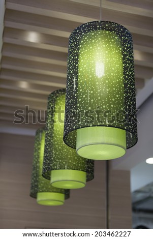 modern green chandelier, lighting lamp wrapped with green cloth,