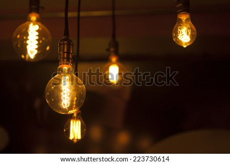 tungsten lamps , old fashion chandelier 商業照片 © 