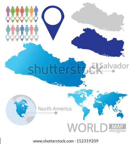 Republic of El Salvador. North america. World Map. vector Illustration.