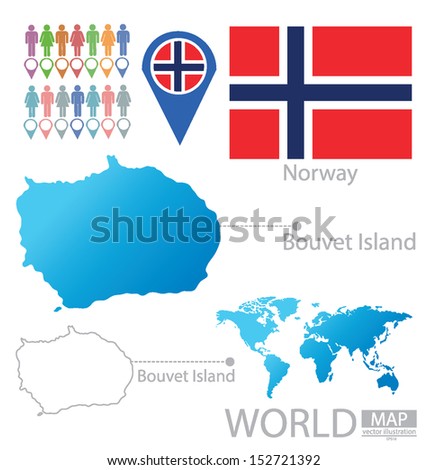 Bouvet Island. Norway. flag. World Map. vector Illustration.