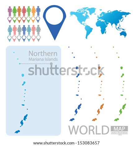 Northern Mariana Islands. World Map. vector Illustration.