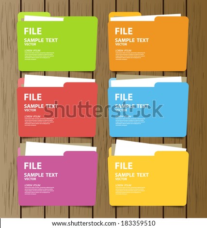 Collection of file folder with documents vector illustration
