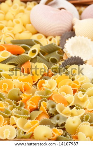 assorted colorful uncooked pasta