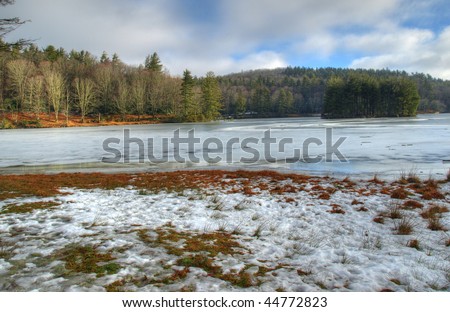 Frozen lake in western North Carolina