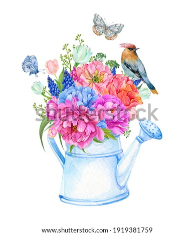 Similar – Image, Stock Photo Gardening with watering can, spade and shovel